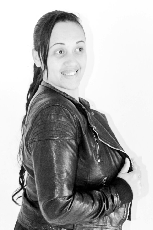 Jacket leather black and white