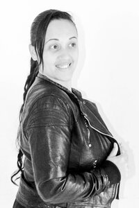 Jacket leather black and white