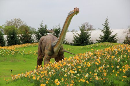 Jurassic park flowering field statue