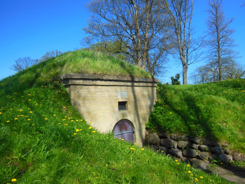 Built in the rampart grass roof camouflaged