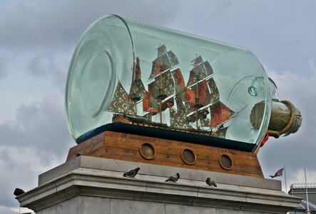 Ship art glass bottle