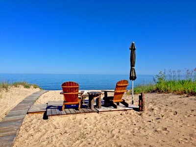 Beach beach chairs blue skies