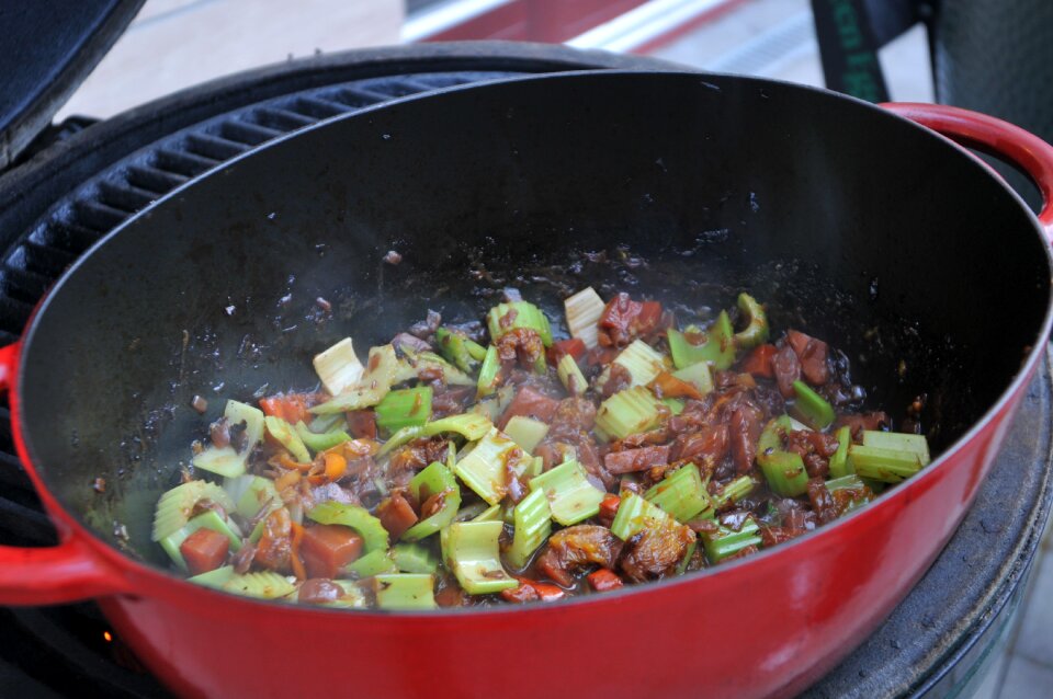 Grill cast iron pan food