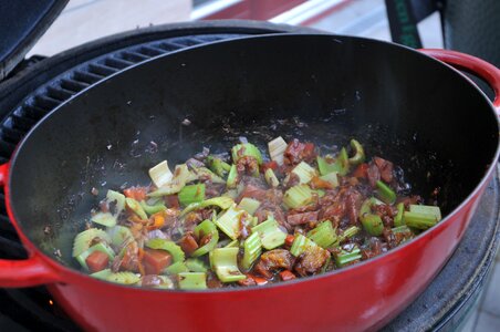 Grill cast iron pan food
