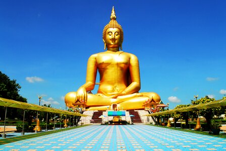 Golden buddha thai temple photo