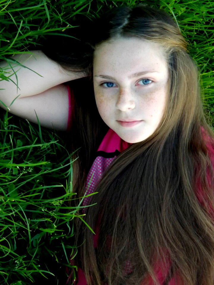 Freckles portrait long hair