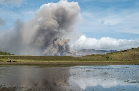 Volcano lake cloud