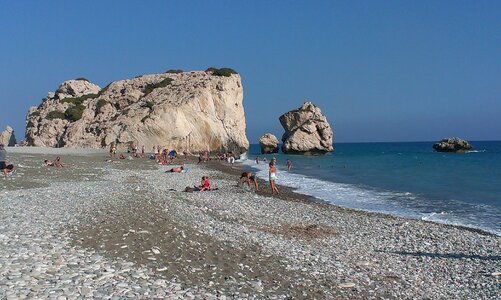 Cyprus pebbly beach rock photo