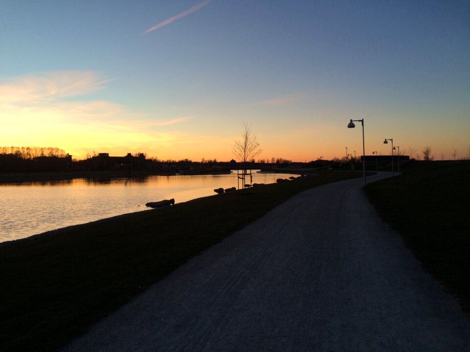 Water lake sunset photo