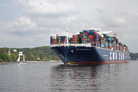 Container ship hamburg elbe photo