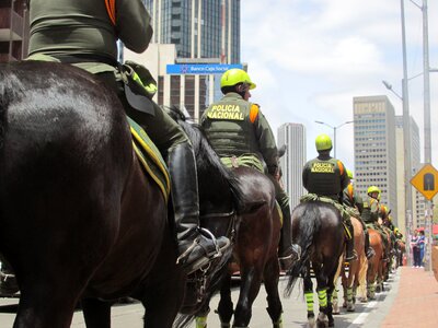 Police march city