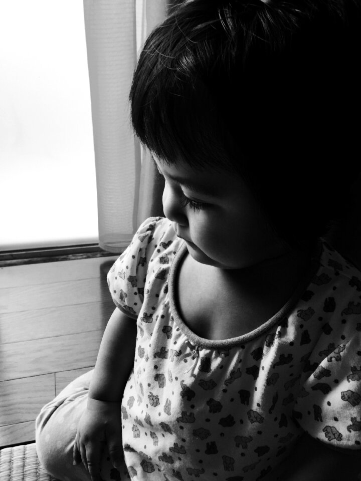 Silence black white child