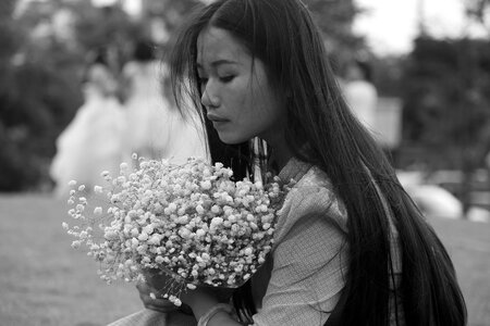 Woman to lose height black and white