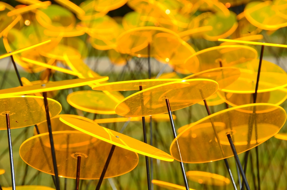 Yellow garden sculpture