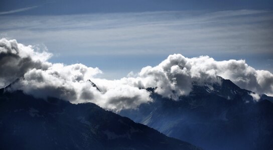 High mountain landscape cloudy sky