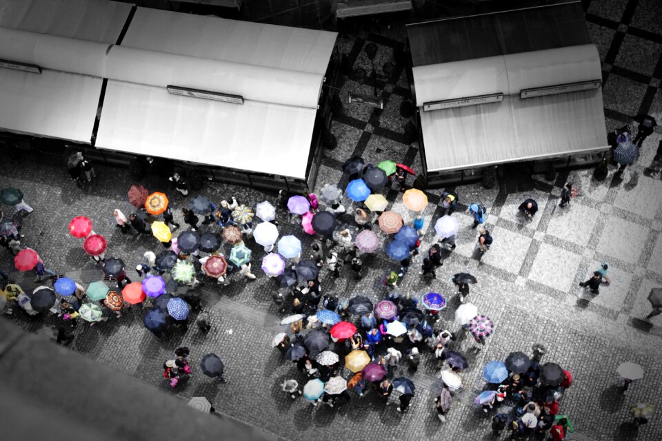 Prague umbrellas piazza