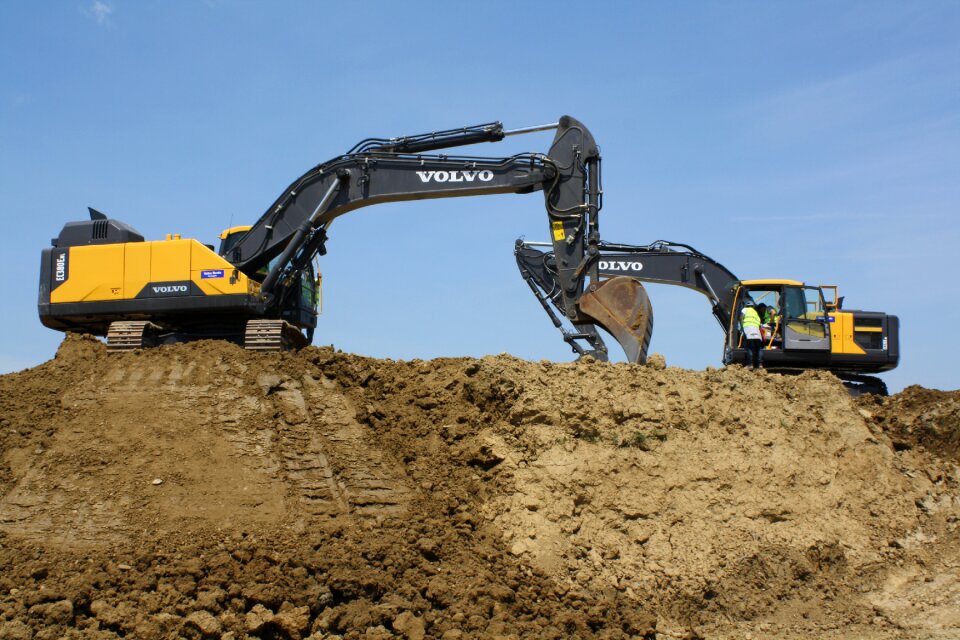 Earthmoving excavators bulldozers