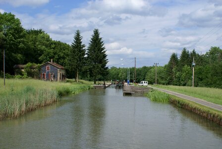 Forest houseboat water channel