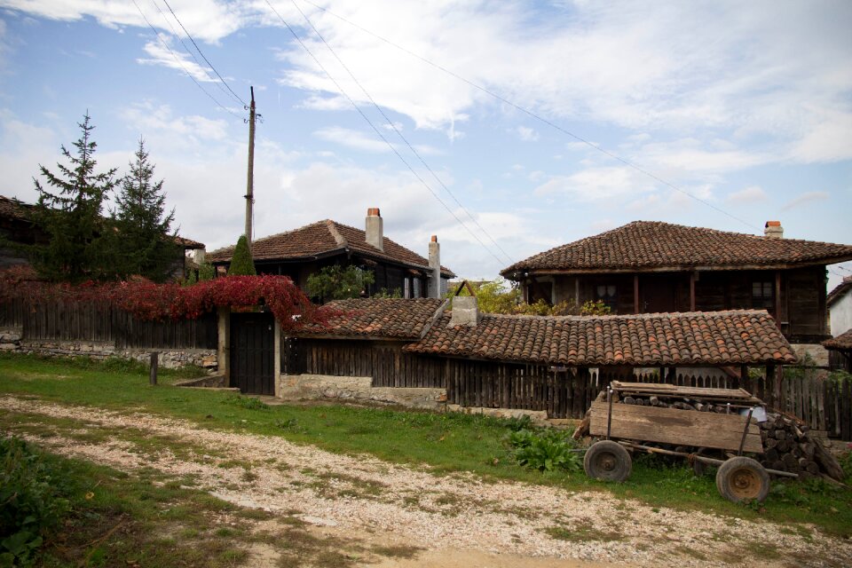 Village cart wooden house photo