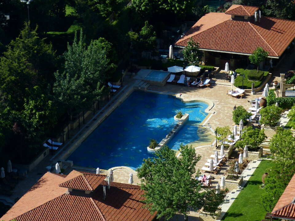 Outdoor pool swim sun loungers