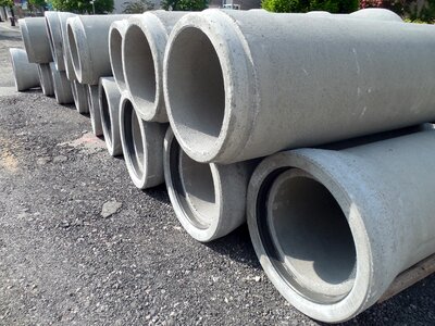 Concrete pipes construction material site photo