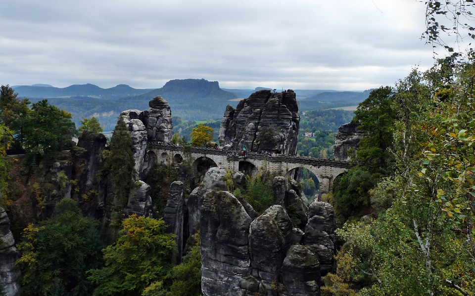 View of the basteibrücke saxon switzerland landscape