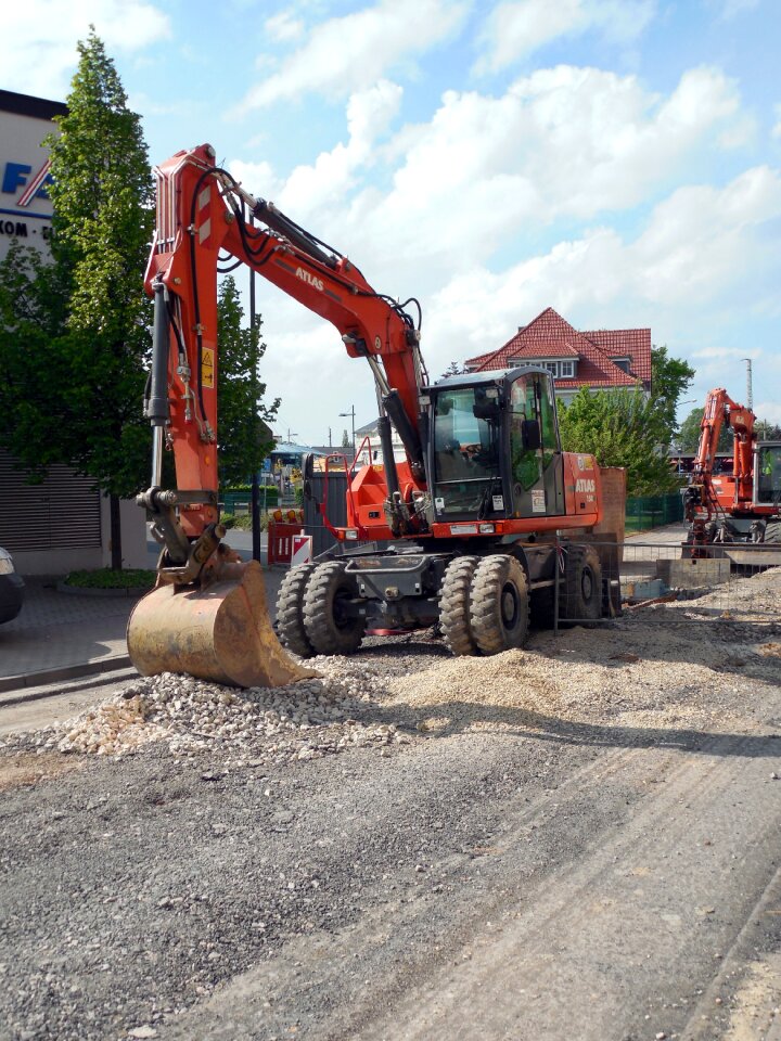 Road construction backhoe bucket construction work