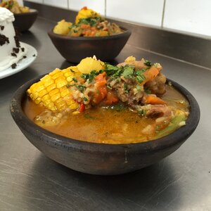Corn potatos soup photo