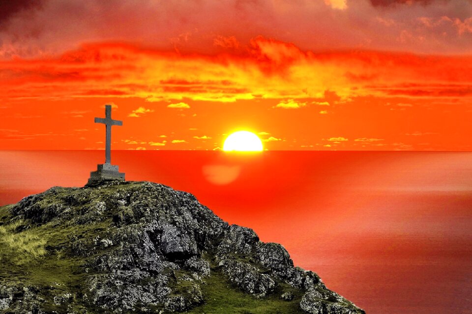 Spiritual sunset sea