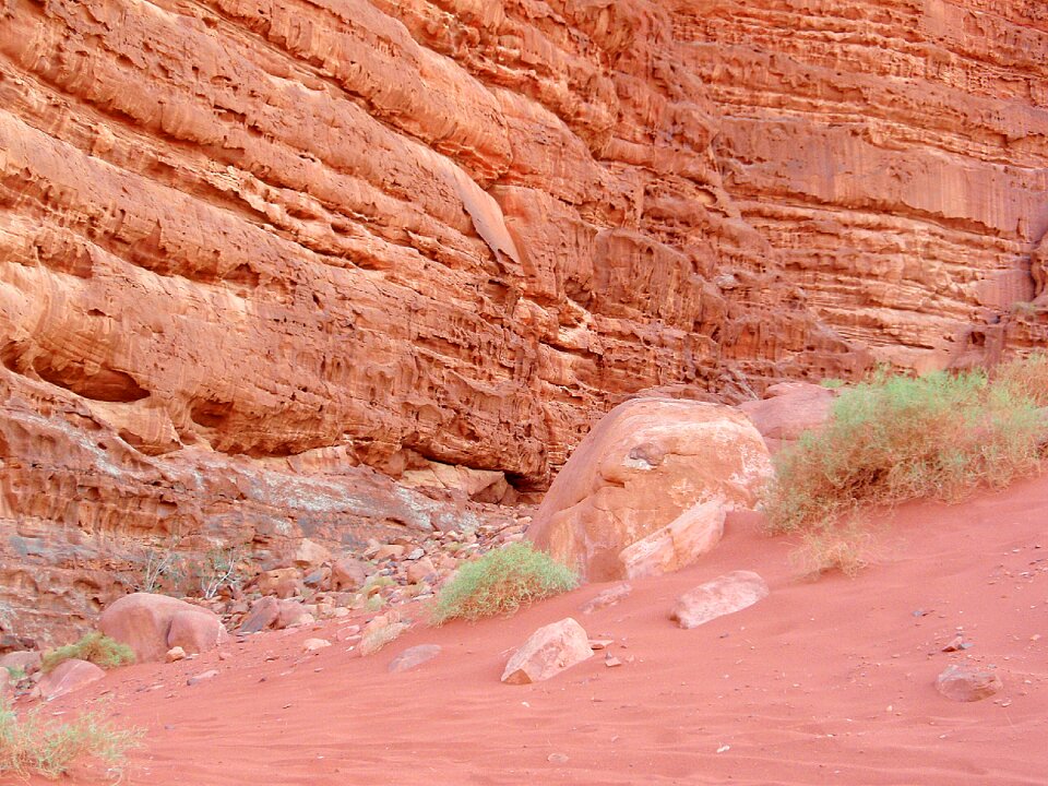 Rocks sand green photo