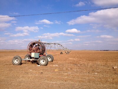 Circle irrigation blue sky machinery photo