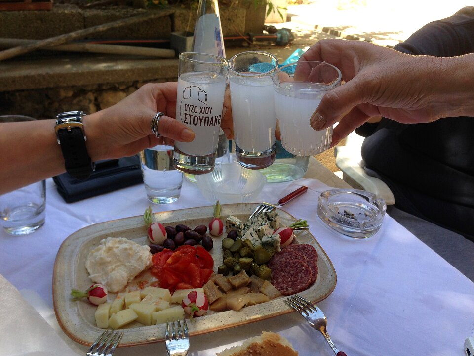 Ouzo appetizer companionship