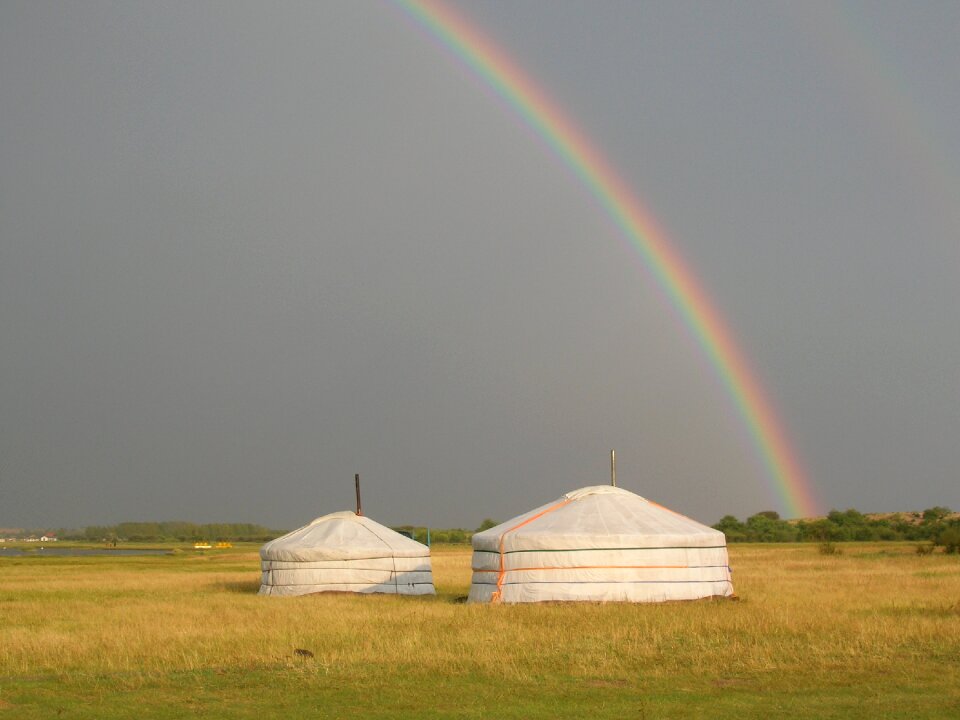 Mongolia rainbow tents photo