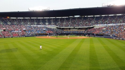 Baseball field the crowd grass photo