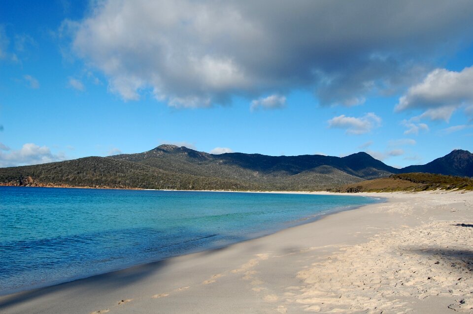 Beach empty mountains