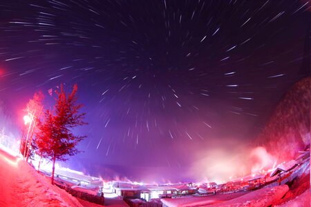 The scenery night view snow