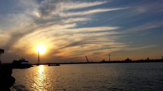 Sunset the songhua river the shore