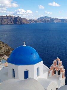 Santorini blue cross photo