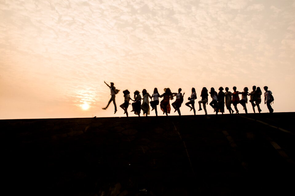 Silhouette party youth