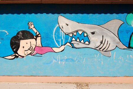Shark graffiti italy