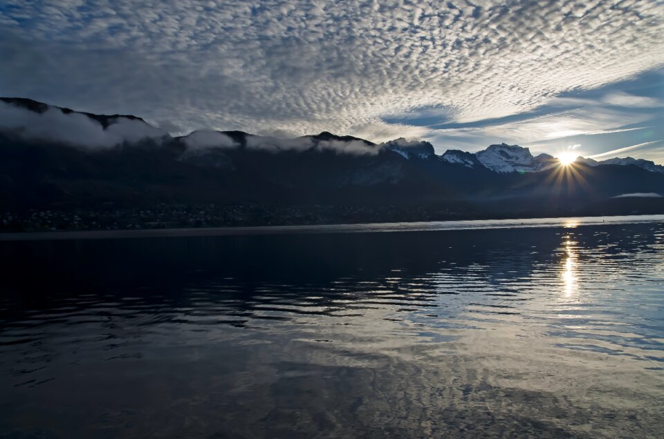 Annecy sunrise lake autumn