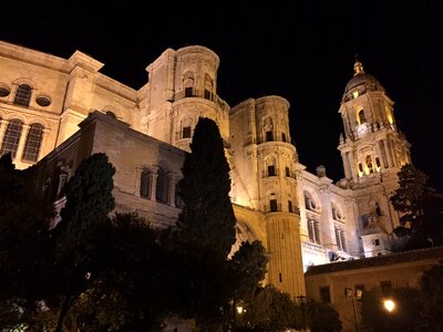 Malaga night temple photo