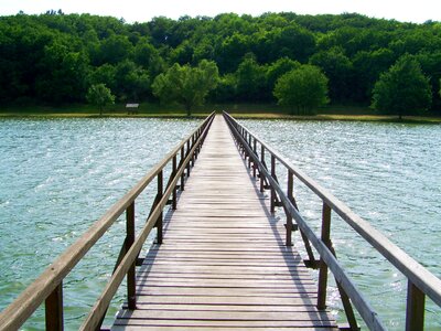 Wooden bridge over the pond erdősmároki pond hungary