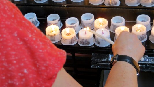 Memorial candles light flame