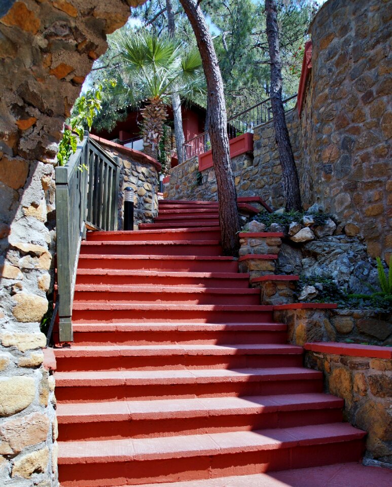 Red soar stone steps
