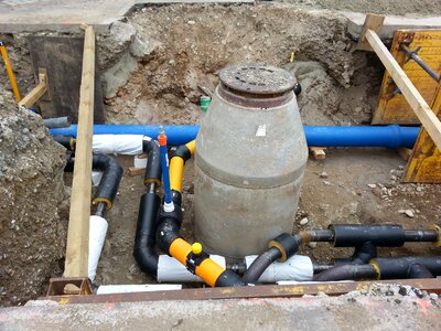 Site construction work water pipes