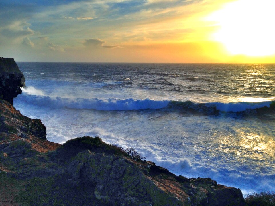 Water rock sunset photo