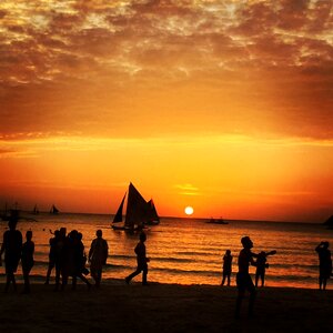 Sailing orange sky