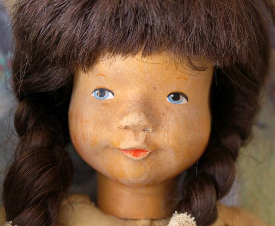 Vintage wood carving portrait