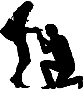 Homme faisant une demande en mariage